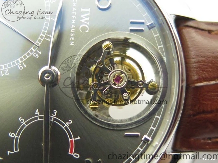 MIROTIME 0701 Lightweight Portuguese Tourbillon IW504602 SS ZF Best Edition Gray Dial on Brown Leather Strap 7177